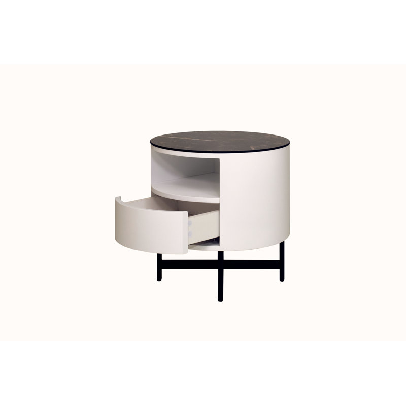 Anemarie 45cm W Metal Bedside Table, White