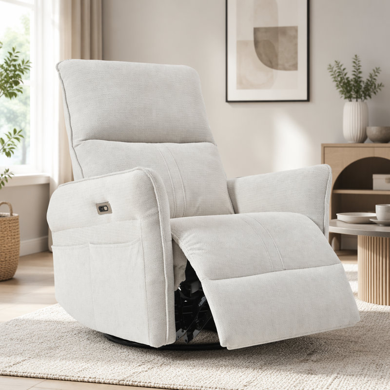 Fauteuil inclinable électrique à bascule, polyester, Gris clair, 270°