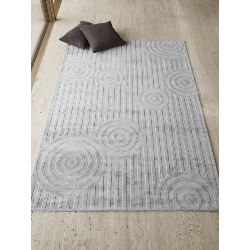 Rectangle Uzu Viscose Area Rug in Grey, Rectangle 4'7" x 6'7"