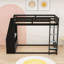 Lit superposé en bois avec port USB, tablettes, bureau et bande lumineuse-466411666-466411670