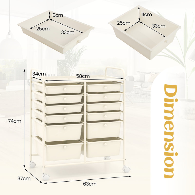12 Drawer Storage Drawer, White