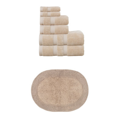 Brunk Collection 100% Soft Cotton Bath Towel & 17x24" Bath Rug