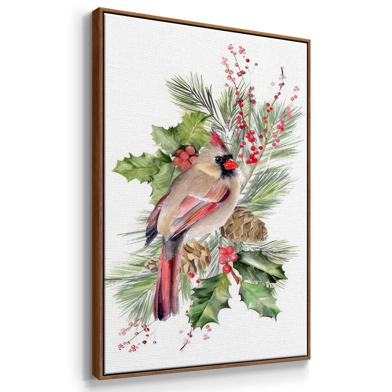 Cardinal Holly Christmas Collection B, H 41 po x l 27 po x P 1,5 po, Noyer