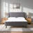 Upholstered Wingback Wooden Platform Bed Frame with Headboard, No Box Spring Needed-148080912