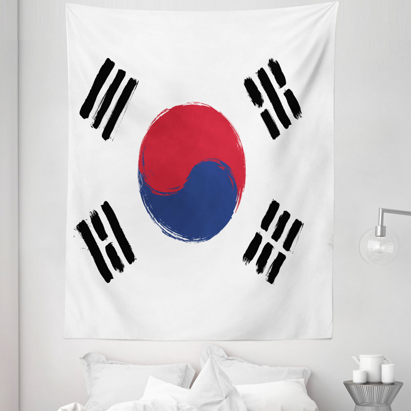 South Korea Country Concept Grunge Tapestry, 223.52cm H x 172.72cm W