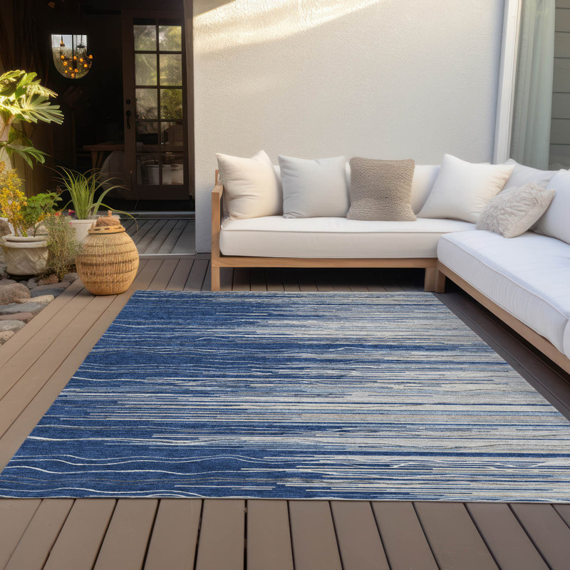 Tapis intérieur / extérieur bleu Ayra , 5 pi x 7 pi 6 po