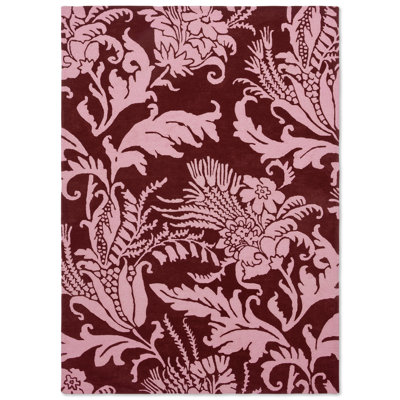 Wool Floral Area Rug in Pink/Purple