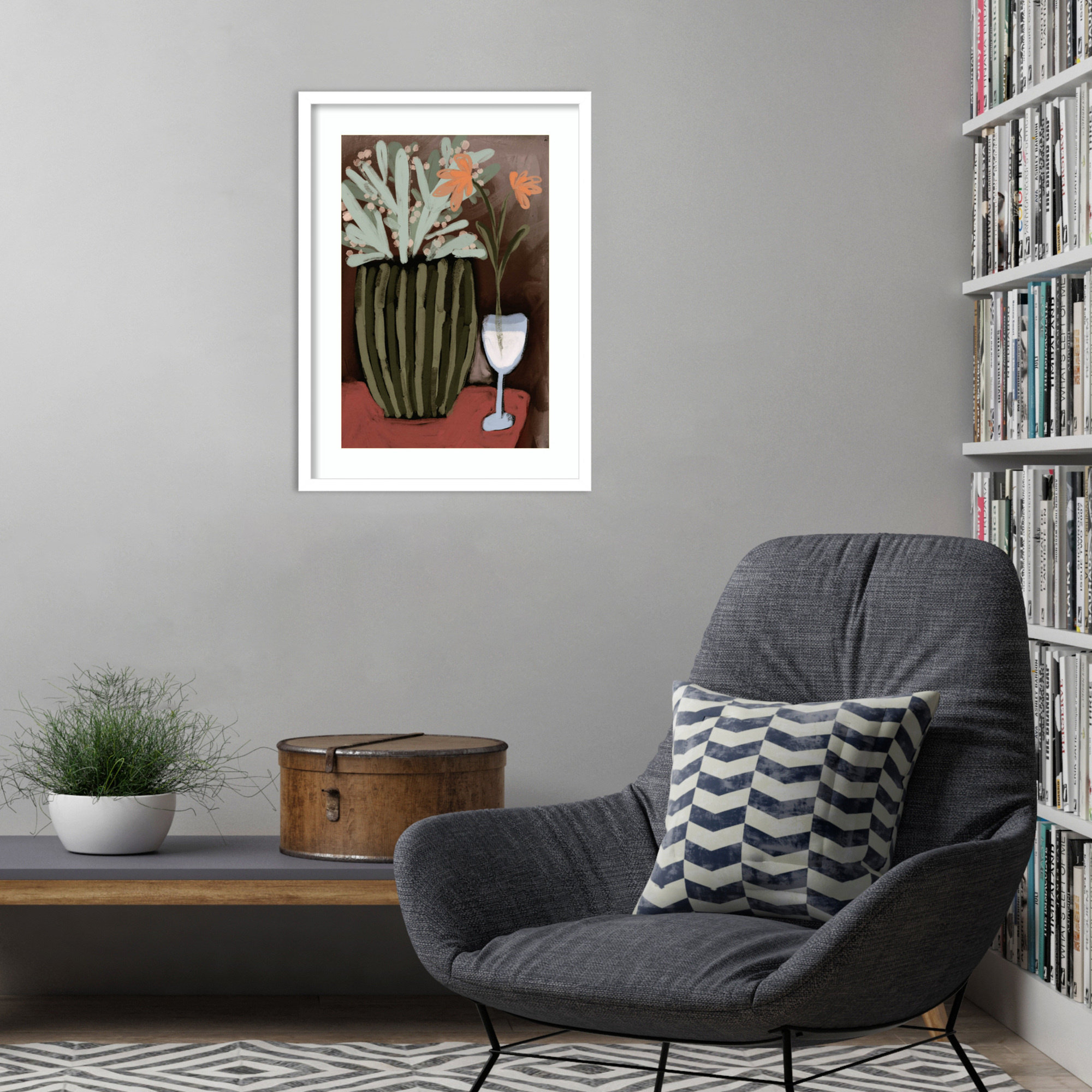 Floral Still Life No 4 by Treechild Wood Framed Wall Art Print, White, 25" H x 19" W