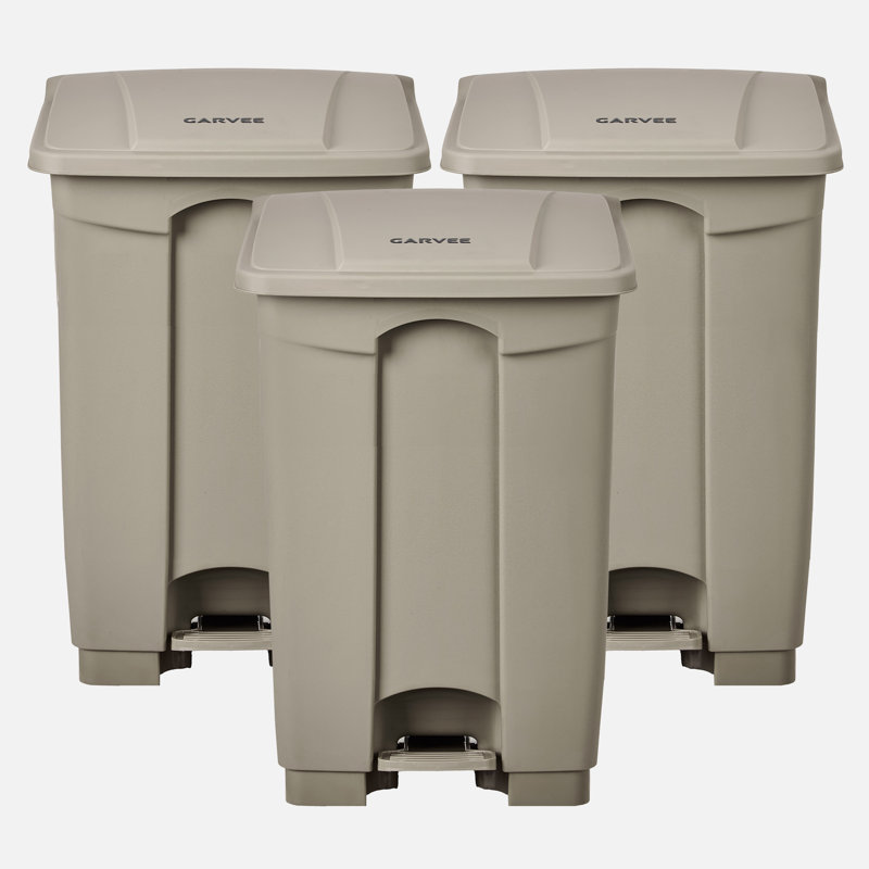 Ensemble de 3 poubelles d'extérieur de 87 L - poubelles durables de 23 gallons avec couvercle et pédale pour la maison, le patio et l'utilisation commerciale