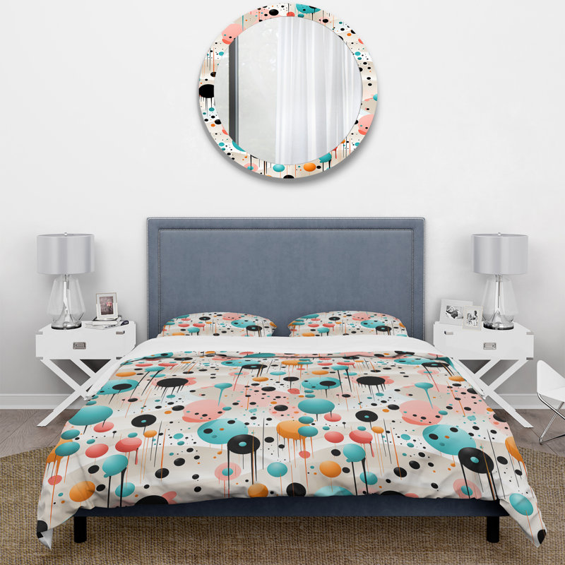 Ensemble de housse de couette Futurist Polka Nexus III, Housse de couette pour grand lit et 2 taies décor