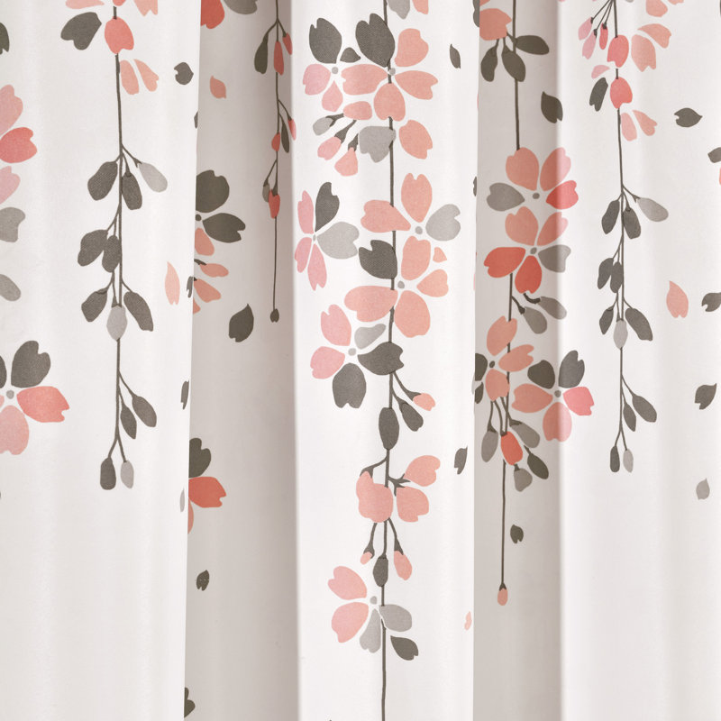 Weeping Flowers Room Darkening Pair, Blush/Gray, 52" W x 63" H