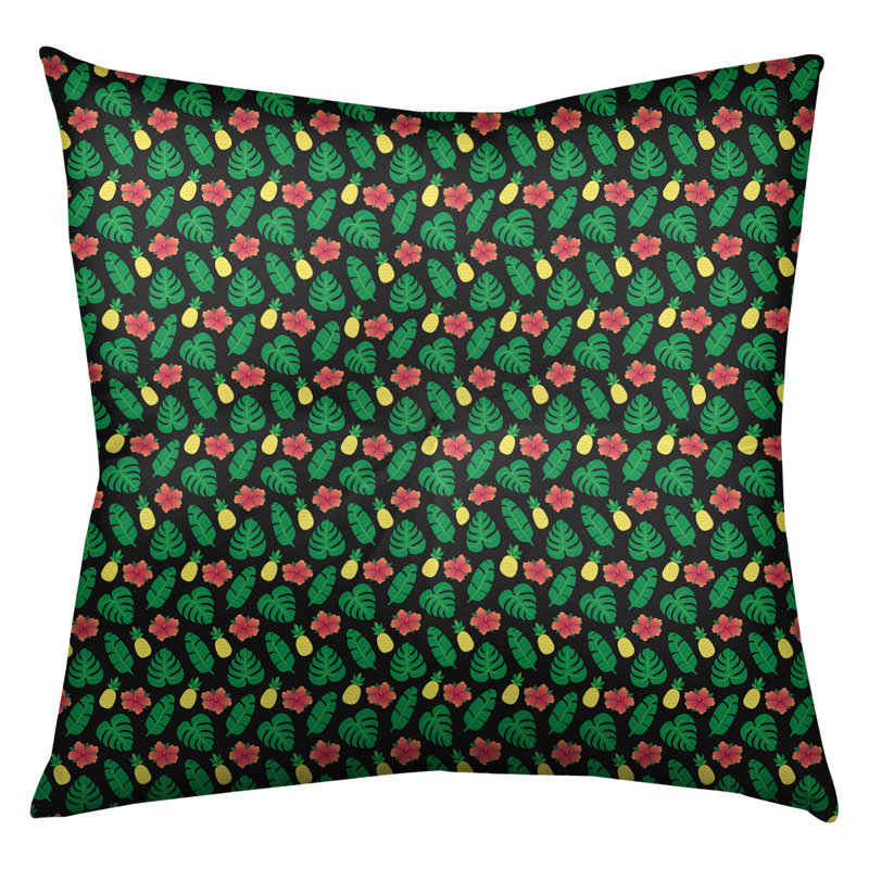 Coussin de sol tropical Katelyn Elizabeth, 30 po x 30 po, Noir