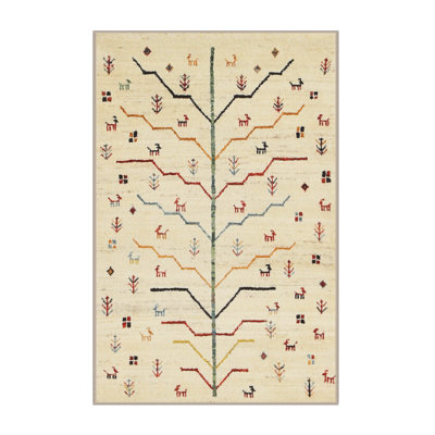 Tapis beige/rouge contemporain