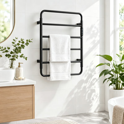 Chauffe-serviettes électrique mural moderne avec affichage de la température, à brancher ou câblé