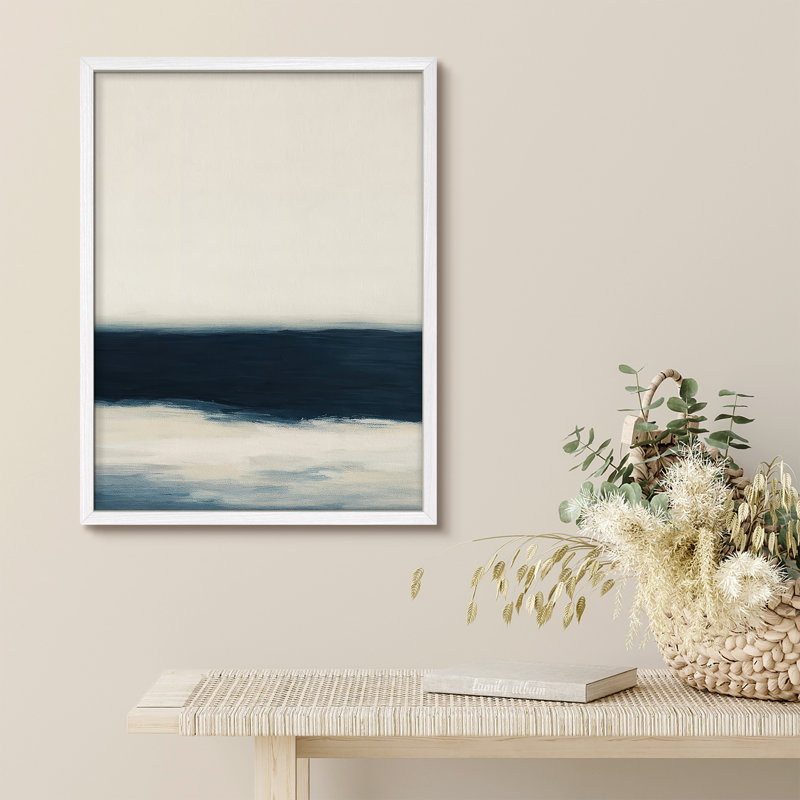 Reproduction d'art encadrée abstraite pour décoration intérieure moderne - 8 po x 10 po, H 10 po x l 8 po, Blanc