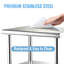 Table de travail commerciale en acier inoxydable, capacité de 272 kg (600 lb), tablette inférieure de 91 kg (200 lb), hauteur réglable, idéale pour le garage et la cour, robuste, 61 x 46 x 91 cm (24 x 18 x 36 pouces), tablette supérieure de 181 kg (400 lb), usage multiple