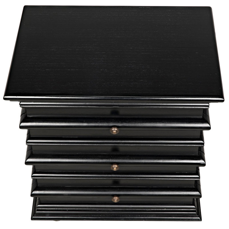 Ascona Solid Wood End Table, Hand Rubbed Black