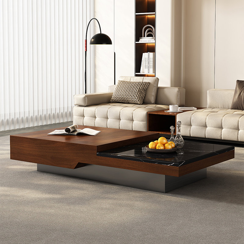 Table basse rectangulaire en marbre clair, H 13,8 po x L 47,2 po x l 27,6 po