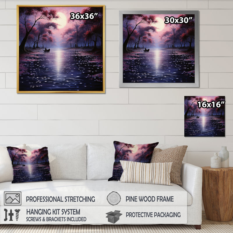 «Pink Canal Serenitys Reflection Pointillism» sur impression sur toile, Toile tendue, H 24 po x l 24 po x P 1 po