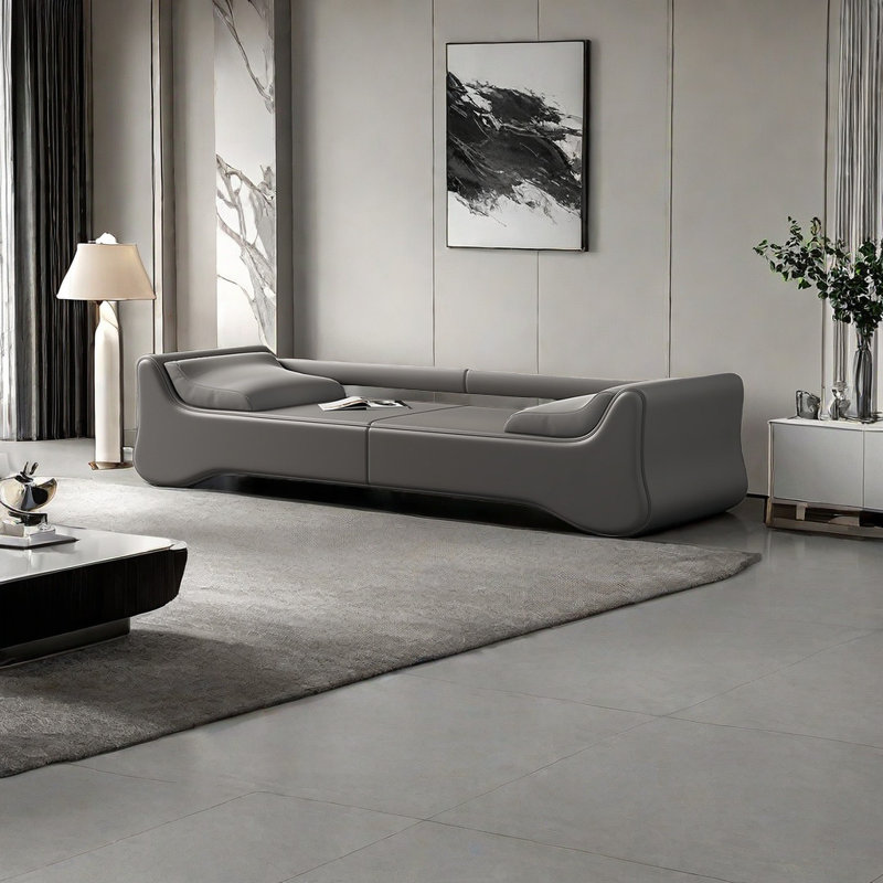 Banc rembourré en cuir Stochmal Match, H 21,25 po x l 70,86 po x P 19,68 po, Gris