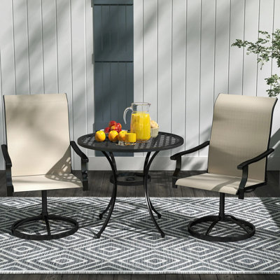 Swivel Outdoor Chair - 24" W x 29.9" D x 42.5" H - Steel - 1 Piece - Black