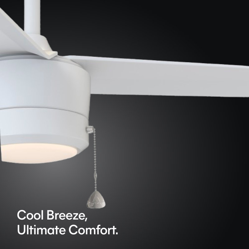 Ventilateur de plafond d'intérieur de 52 po avec lumière Skelton, ventilateur de chaîne à 3 pales, moteur CA réversible, ensemble d'éclairage DEL à changement de couleur - nickel brossé