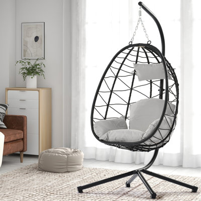 Fauteuil à œufs avec support Balancelle d'extérieur pour l'extérieur en osier