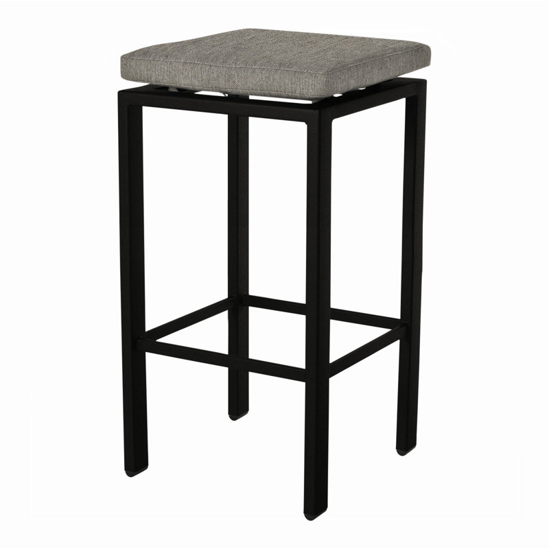 Aris Outdoor Bar Stool, Carbon Black, Sahara Cafe, 31.25"