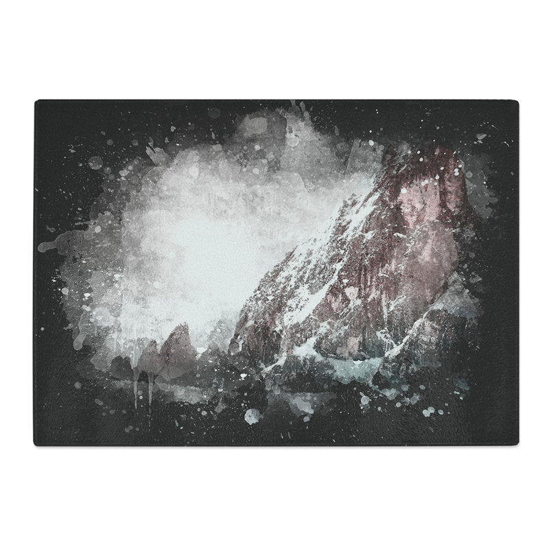Tempered Glass Pink Mountain Chopping Board, 28.5 cm x 39 cm