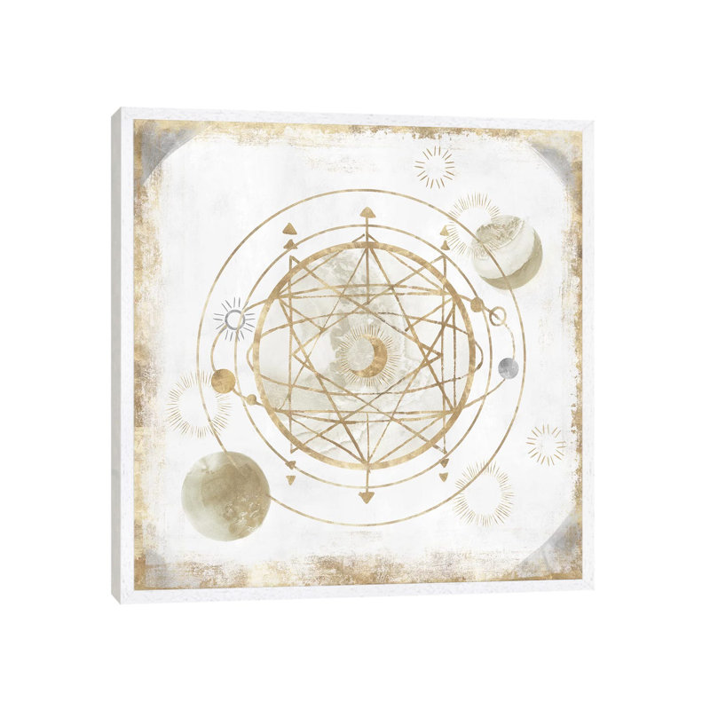 Golden Galaxy II by Isabelle Z - Print on Canvas, White Framed, 66.04 cm H x 66.04 cm W