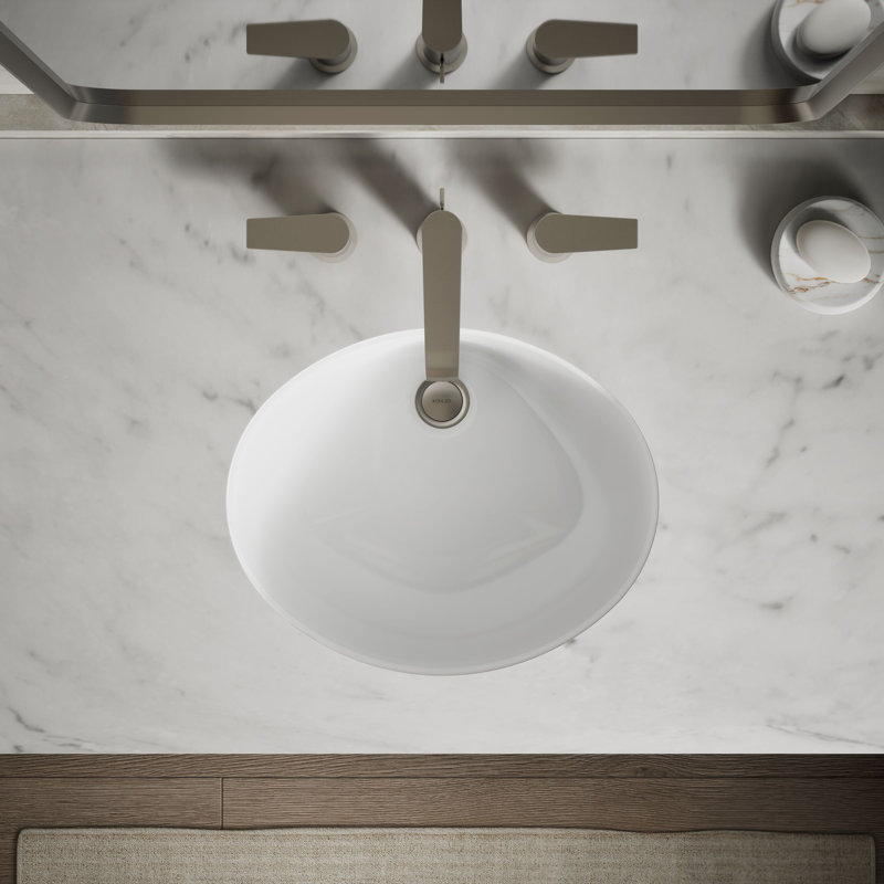 Caxton® Ceramic Oval Undermount Bathroom Sink with Overflow, White