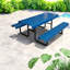 Tables de patio commerciales en bois, table de pique-nique en acier 72 po avec trou pour parasol