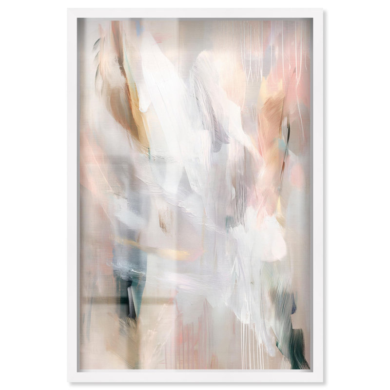 Décoration murale moderne Drifting Colors I Shadowbox Print par Art Remedy, H 55 po x l 37 po, Blanc