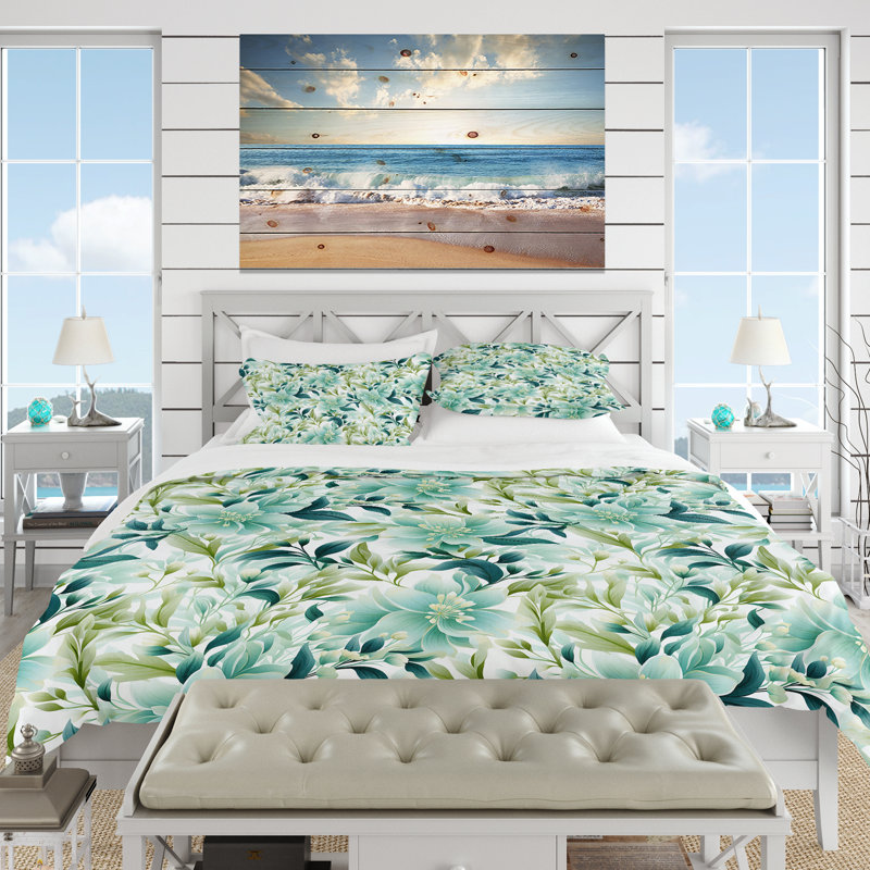 Ensemble de housse de couette Oceanic Foliage, Housse de couette pour très grand lit et 2 très