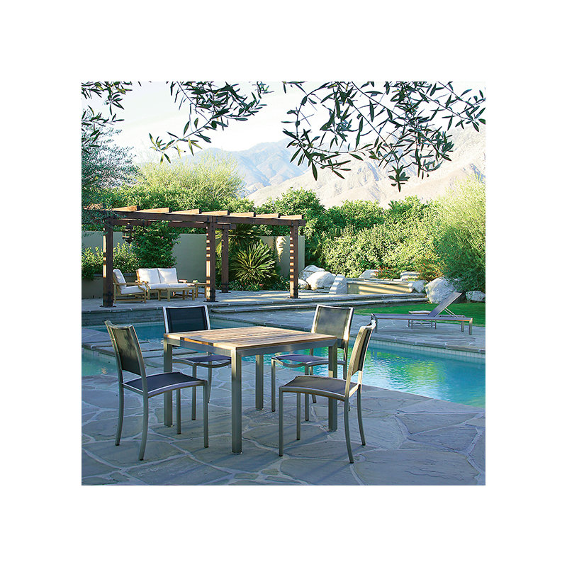 Tiburon Square Solid Wood Dining Table, None Electropolish