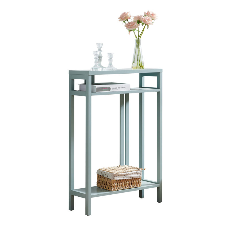 Console étroite de 22 pouces de largeur avec 3 tablettes de rangement à 3 niveaux, table d'appoint pour le salon ou le couloir