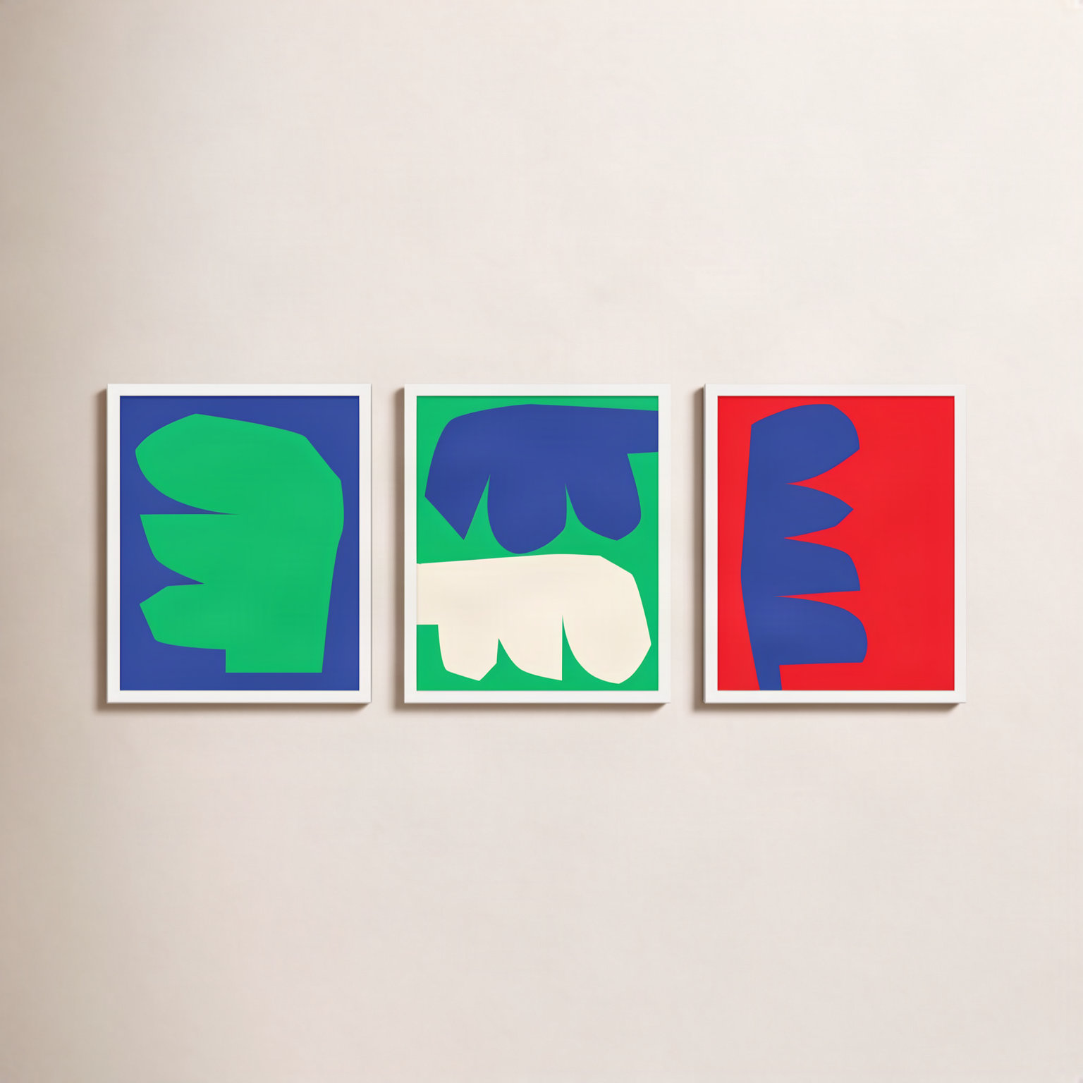 Reynard "Process" 3-Piece Print Set, 40" W x 50" H, White Framed