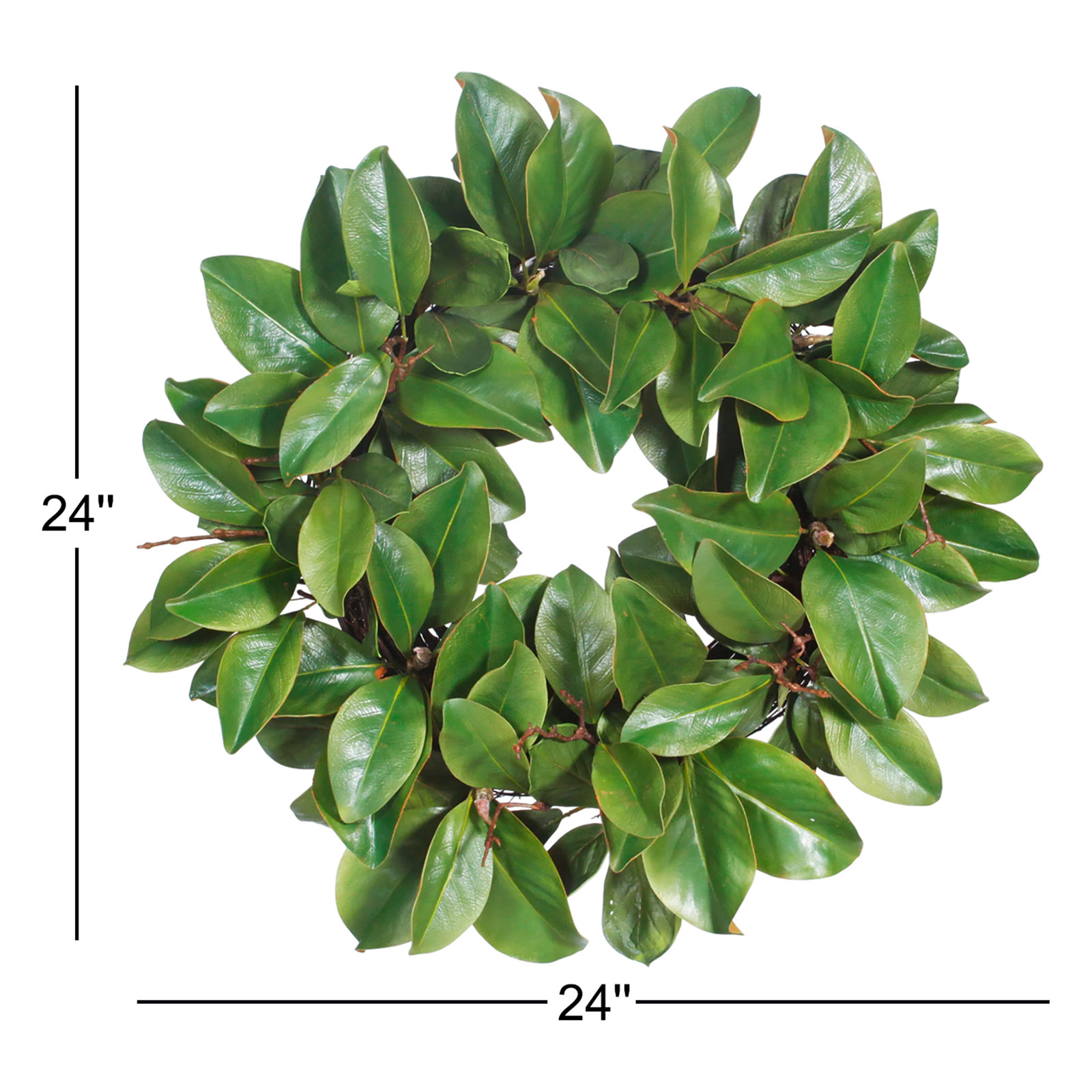 Billy-George Faux Magnolia Polyester Wreath, 24" H x 24" W x 7" D
