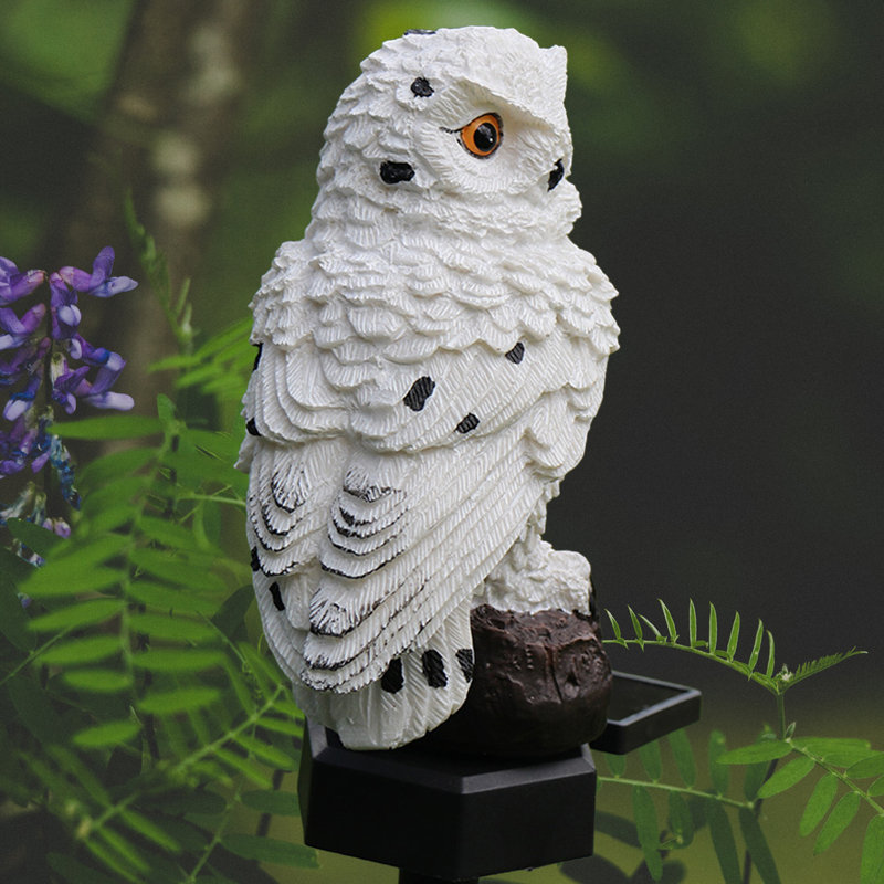 Christmas Decorations Solar Owl Light Integrated LED Resin Pathway Light Outdoor Waterproof, White
