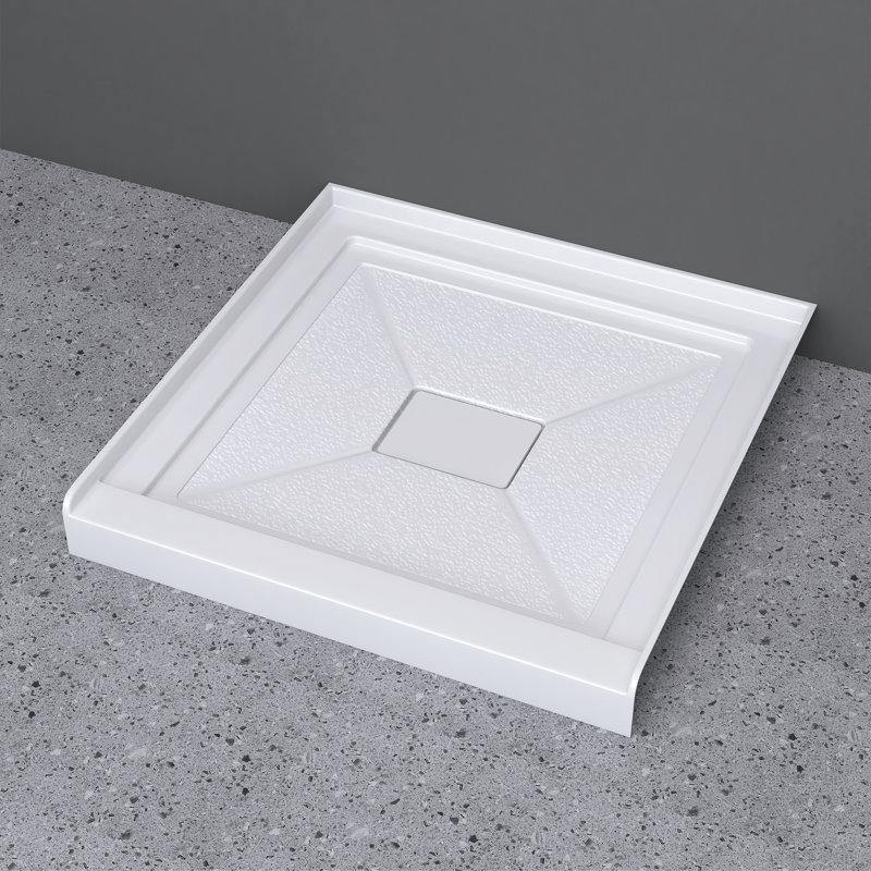 Base de panneau de douche à seuil simple blanc l 30 po x P 30 po avec ensemble de bonde et couvercle de bonde inclus, antidérapant