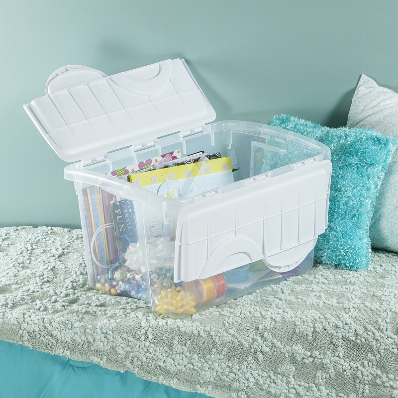 Sterilite Storage Box, Stackable Bin with Lid, Plastic Container to Organize Shoes and Crafts on Closet Shelves