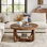 Table basse ronde à 2 niveaux 31 pouces Rustic