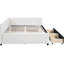 Lit de jour double avec tiroirs de rangement, tissu en lin beige, structure en bois massif, sans sommier pour le lin, détente-89612257