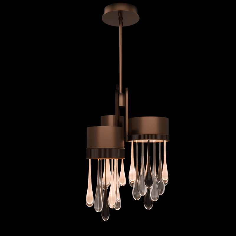 Rain 17.25"W Round Pendant, Ombre Copper