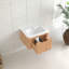 Meuble-lavabo flottant mural en céramique blanc 24 po, pré-assemblé, noyer naturel, bords arrondis, option de rangement pour salle de bain intelligente-121114140