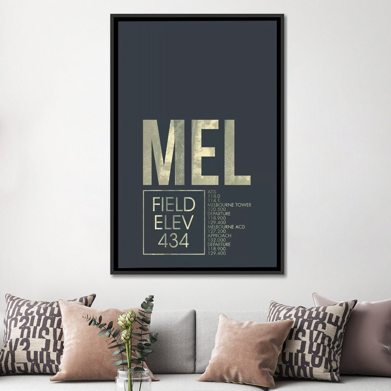 « melbourne traffic control series », art textuel sur toile, H 26 po x l 18 po x P 1,5 po, Toile avec cadre noir