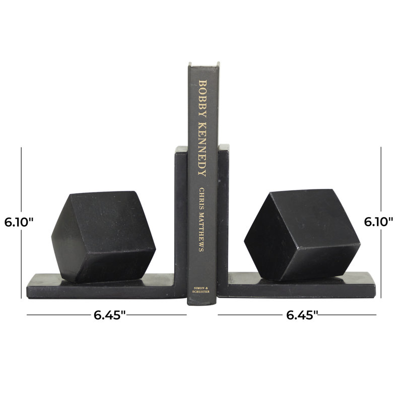 Marble Orb 10 lbs Decorative Bookends Set, Black