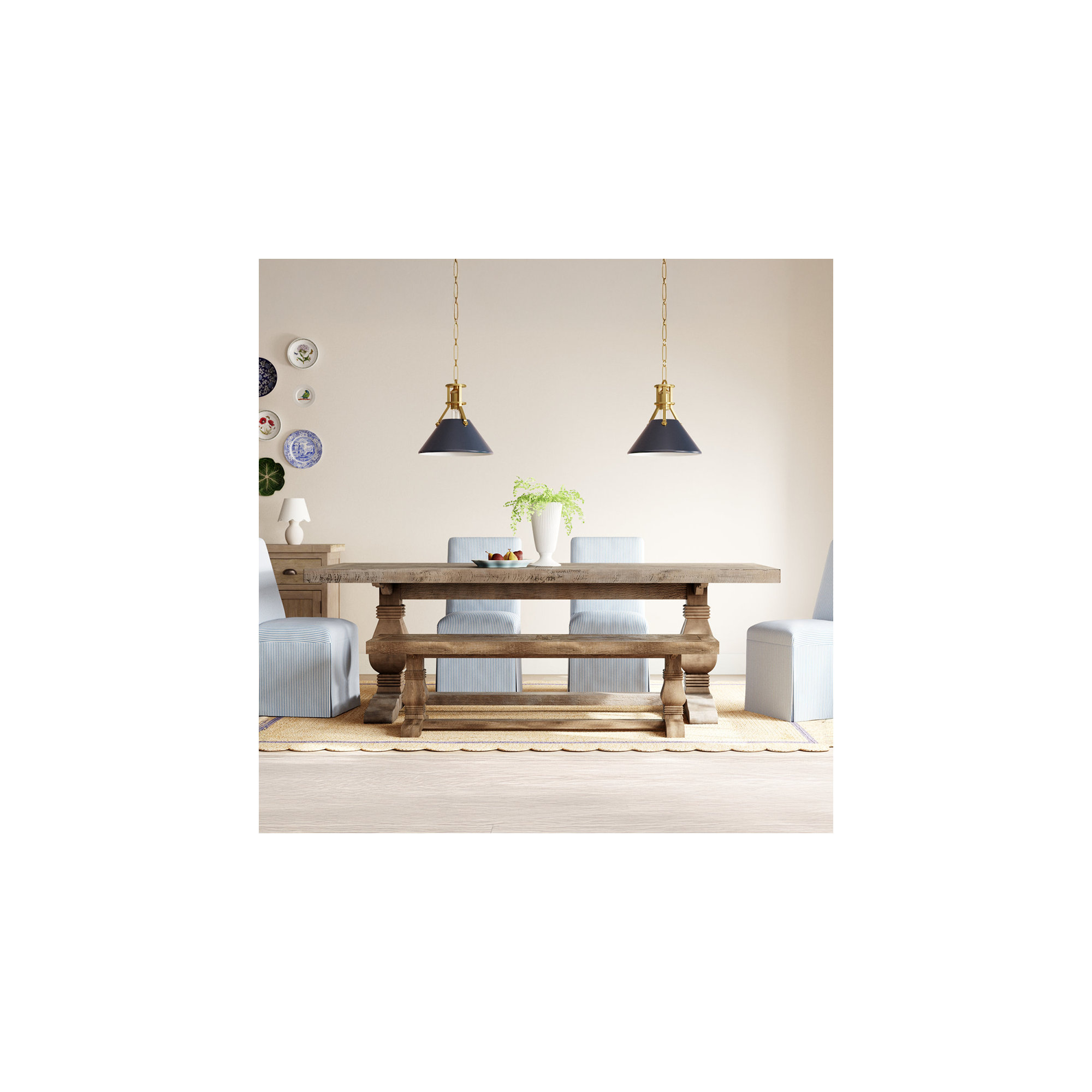 Kinston Solid Wood Bench, Distressed Brown, 18" H x 66" W x 16"D