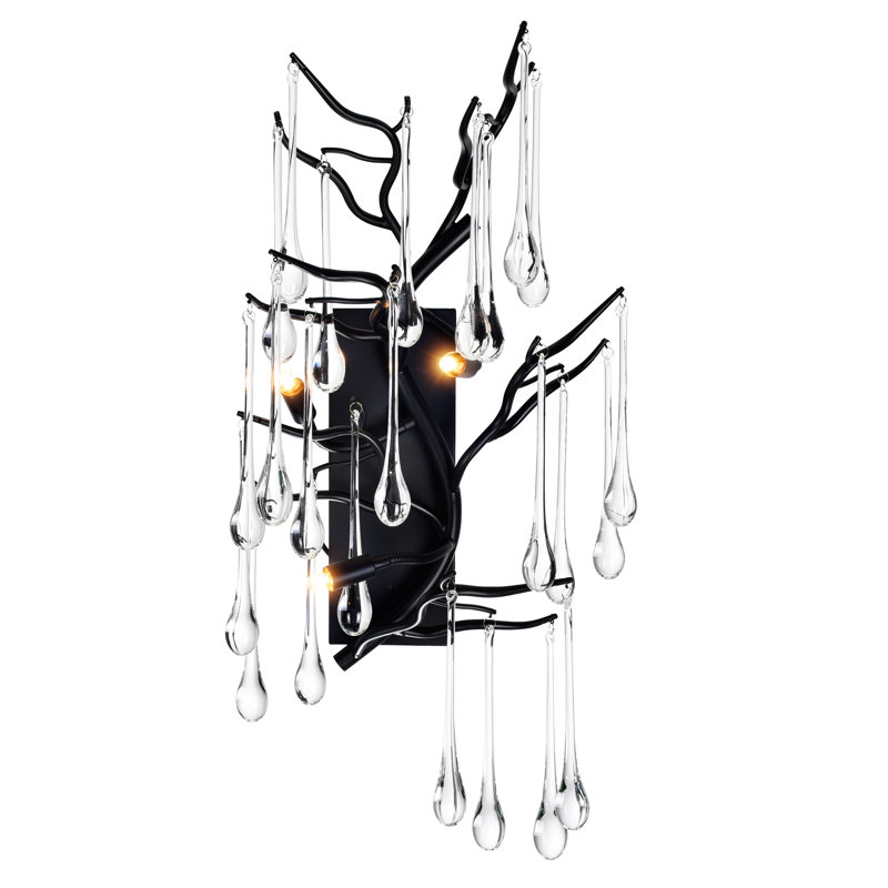 11'' Black Glam Wall Sconce for Living Room, Dining Room, Bathroom – LED Compatible 3-Light with G9 Bulb Base, Black