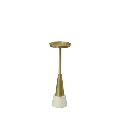 Elegant Gold 8" Round x 24" Side Table with Spill-Resistant Raised Edge